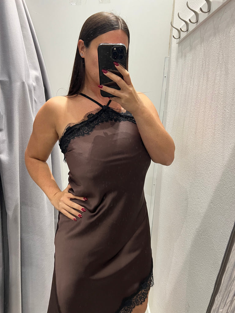 HaveOne•Abitino lingerie asimmetrico moro pizzo