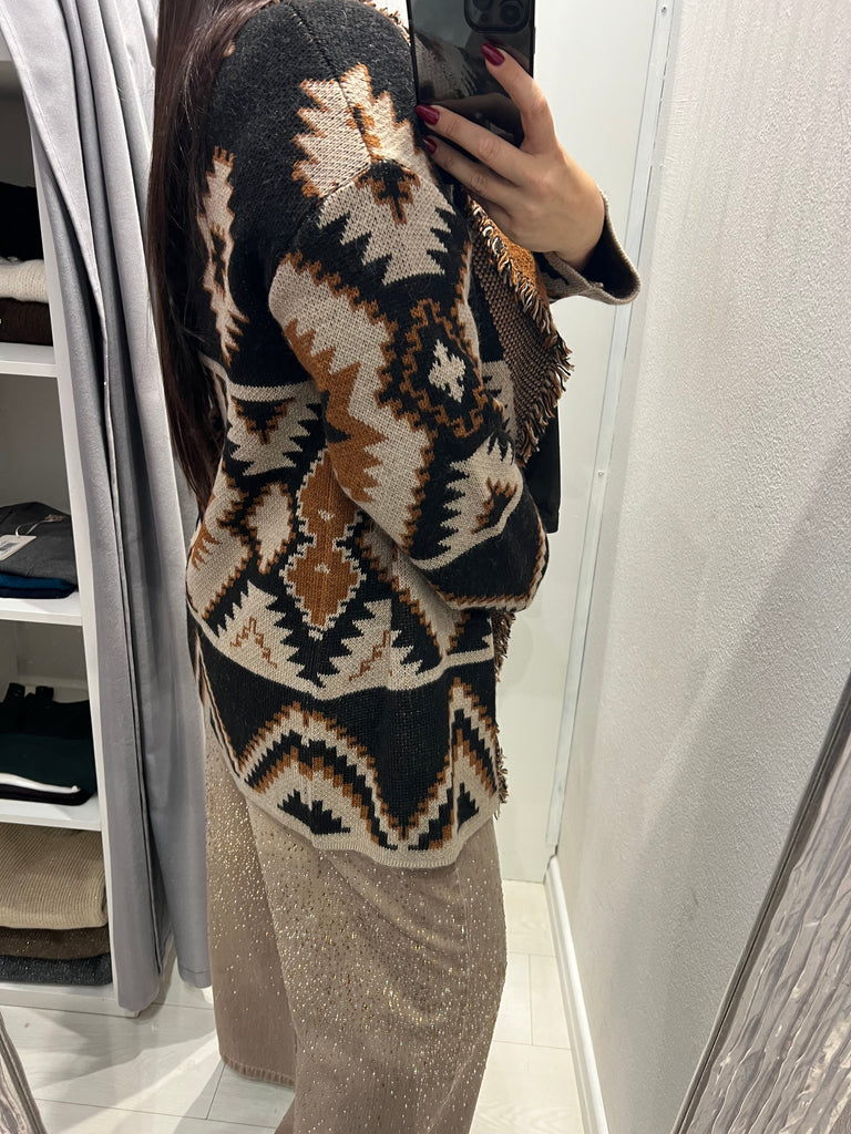 HaveOne•Cardigan fantasia etnica geometrica