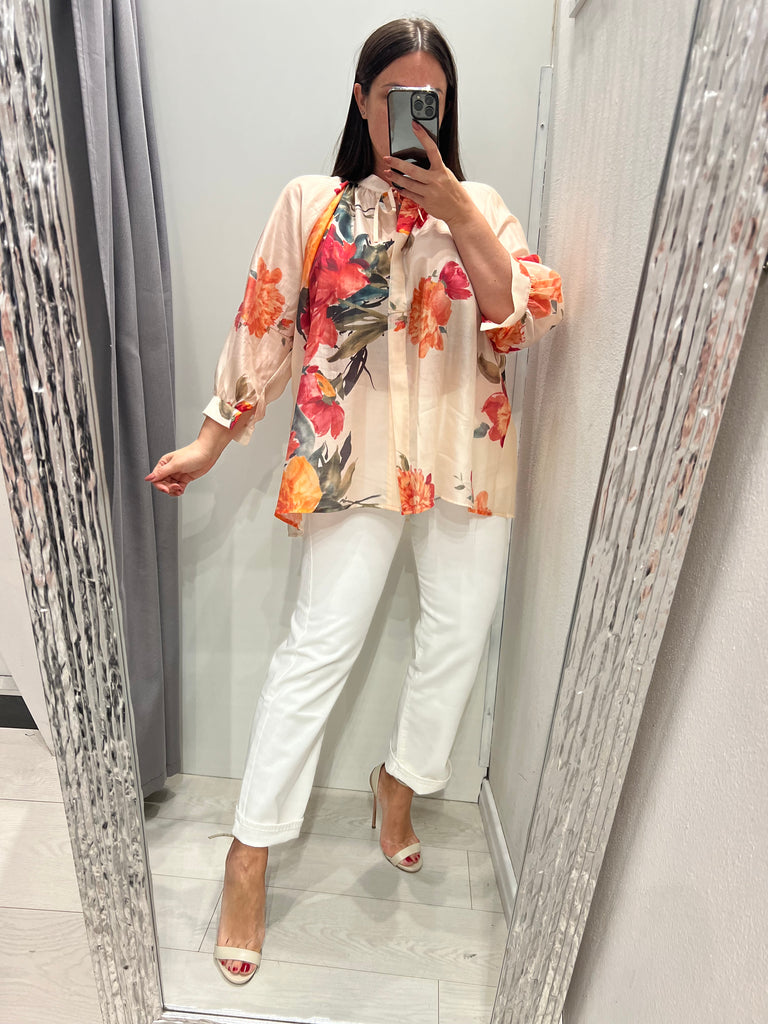 ViCOLO•Jeans Zoe bottoni gioiello bianco