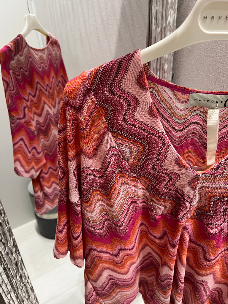 HaveOne•Maglia stampa Missoni rosa con lurex