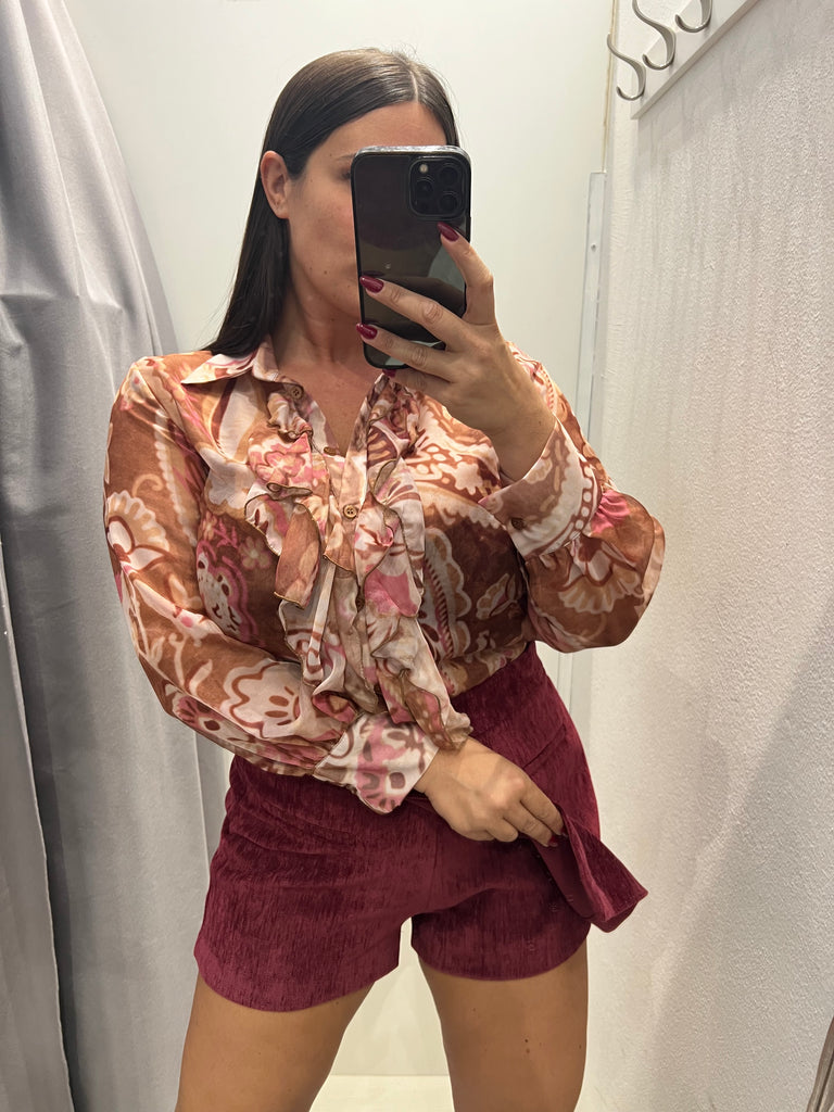LUMINA•Gonna pantaloncino velluto•Bordeaux