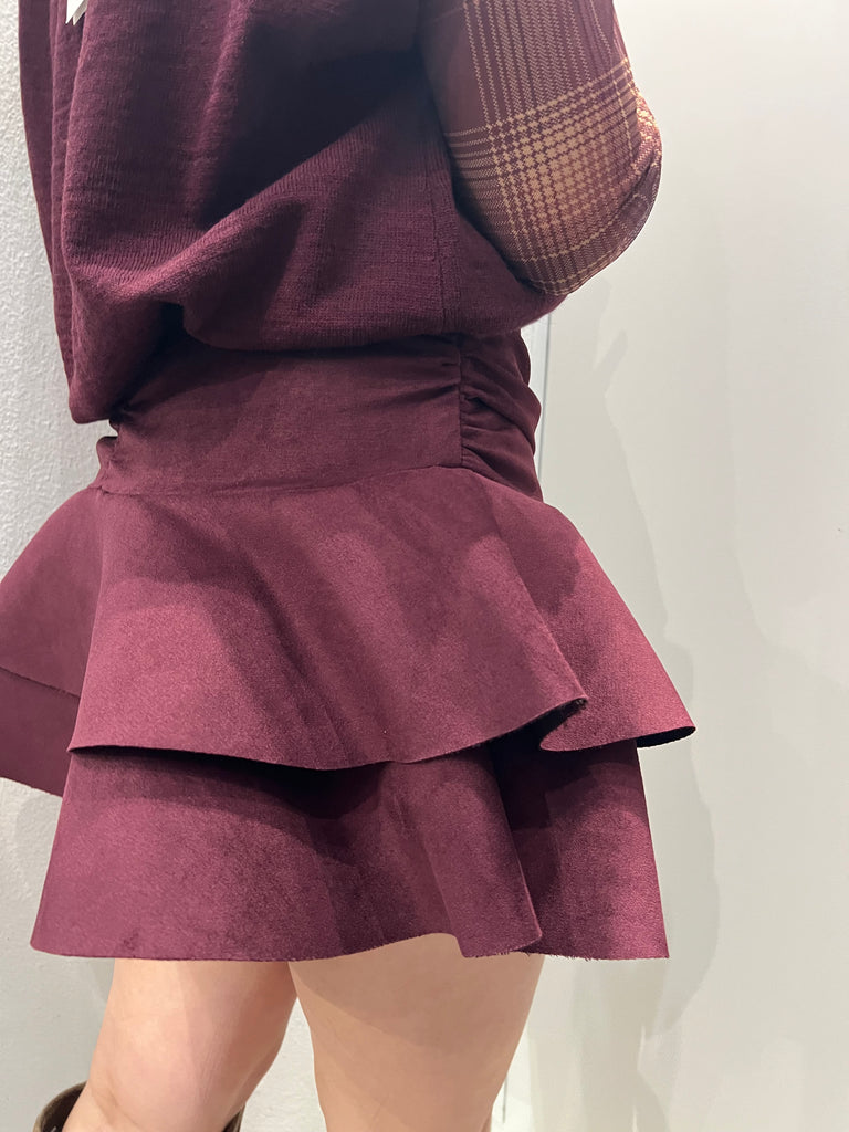 HaveOne•Gonna pantaloncino suede bordeaux
