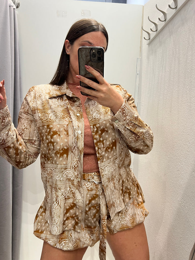 HaveOne•Camicia in viscosa bandana coccio