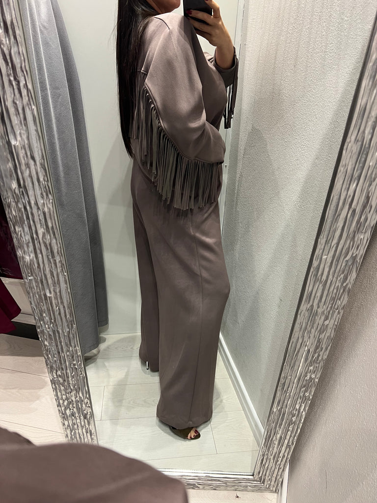 LUMINA•Pantalone palazzo in felpa con coulisse Arizona•Fango