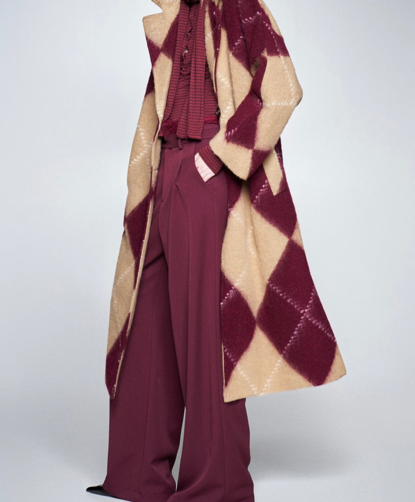 LUMINA•Pantalone Bordeaux fascia pizzo