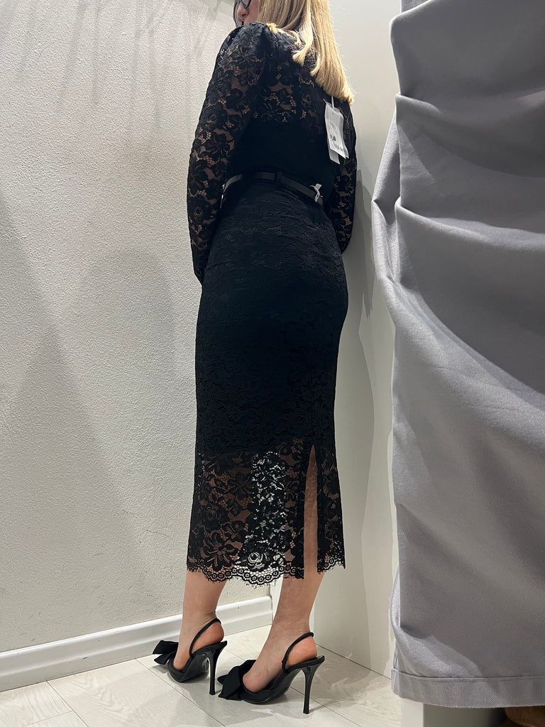 BLK30 IMPERIAL•Gonna longuette pizzo nero