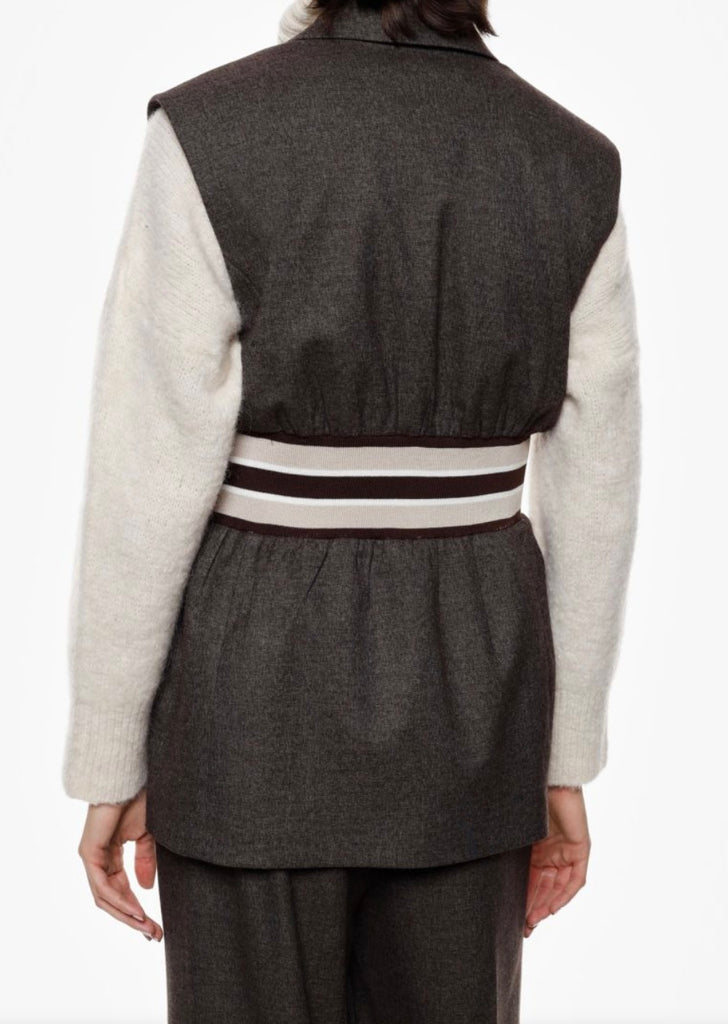 IMPERIAL•Gilet lungo con bottoni e dettaglio a righe