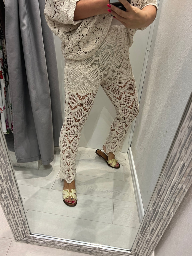 MSS💥HaveOne•Pantalone crochet naturale