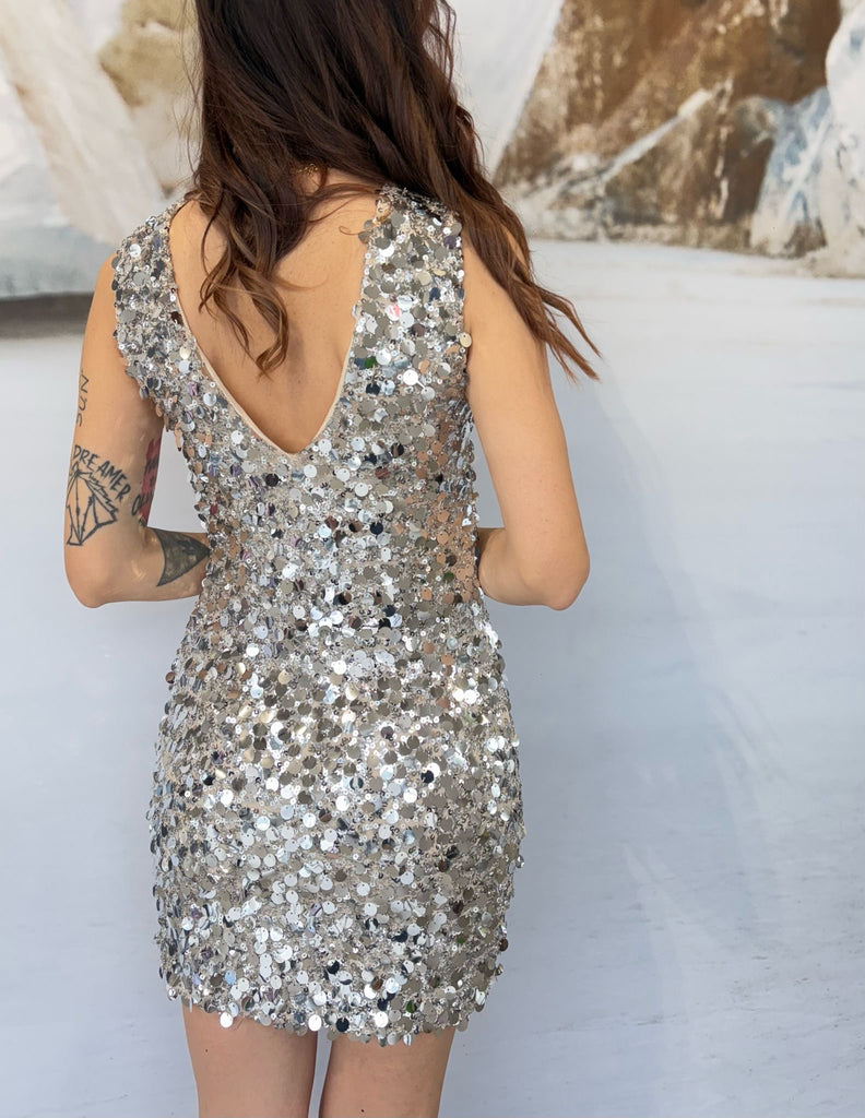 IMPERIAL•Abitino paillettes argento