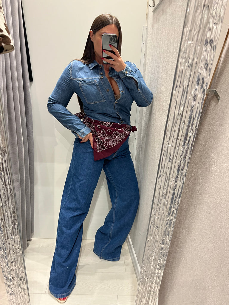 HaveOne•Tuta in jeans doppio tessuto