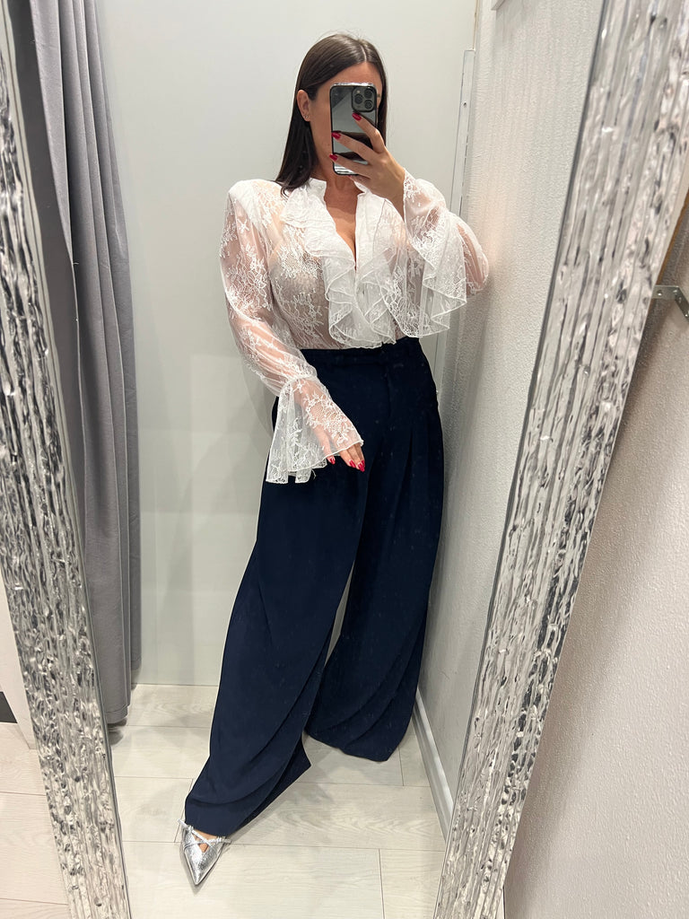 IMPERIAL•Camicia bianca pizzo rouches