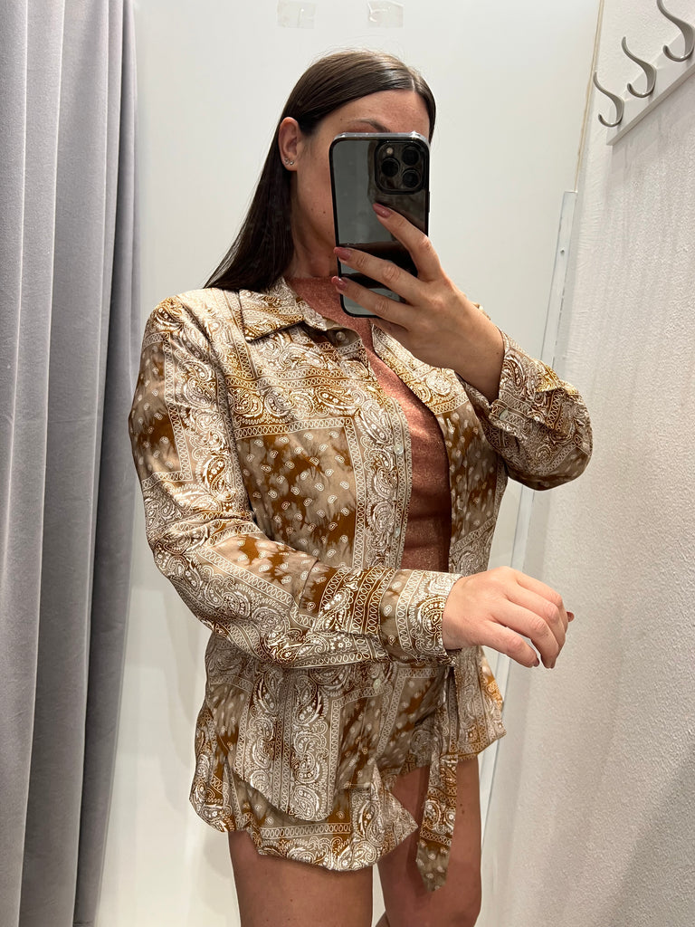 HaveOne•Camicia in viscosa bandana coccio