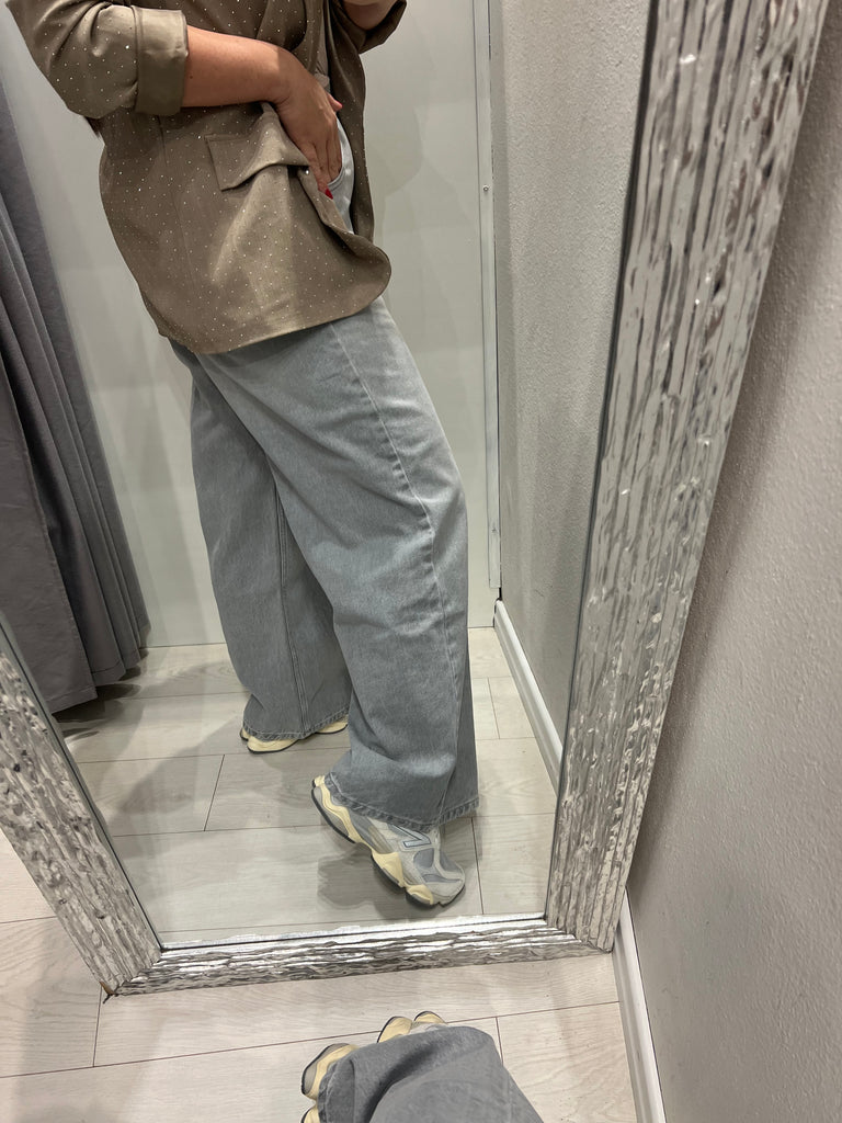 ViCOLO•Jeans palazzo straight grigio Mia