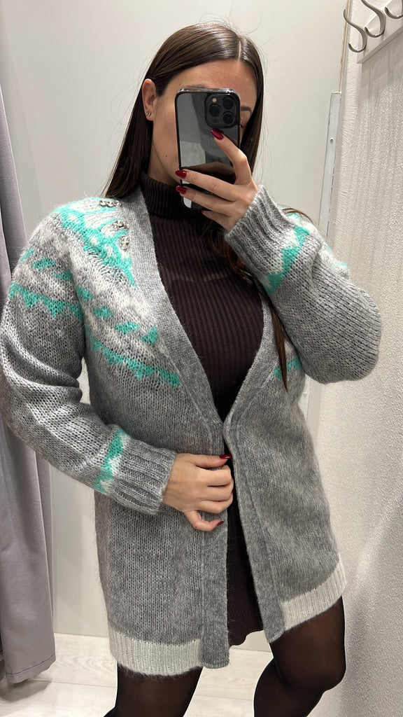 KONTATTO•Cardigan bottone con strass•Più colori