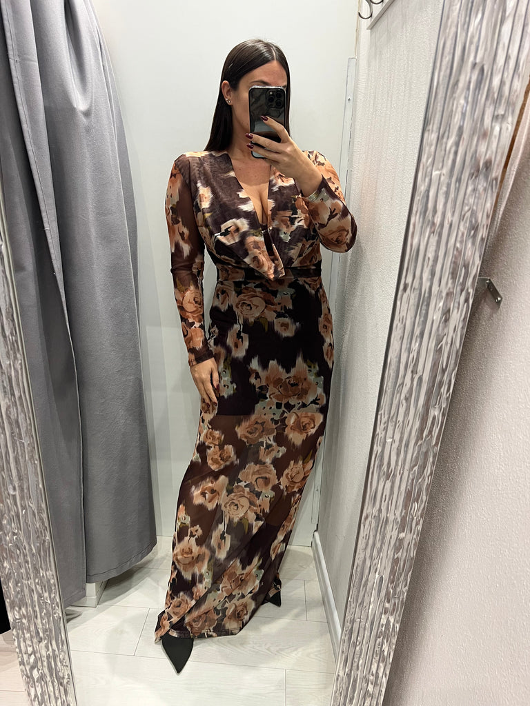 BLK30 LUMINA•Abito floreale stampa moro