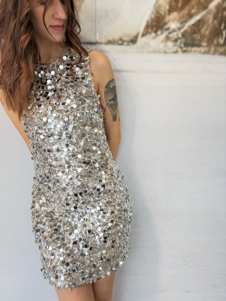 IMPERIAL•Abitino paillettes argento