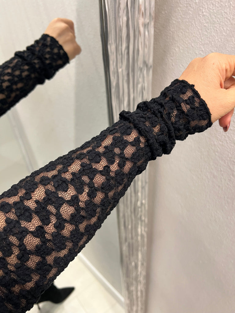 IMPERIAL•Maglia pizzo particolare barca Nero