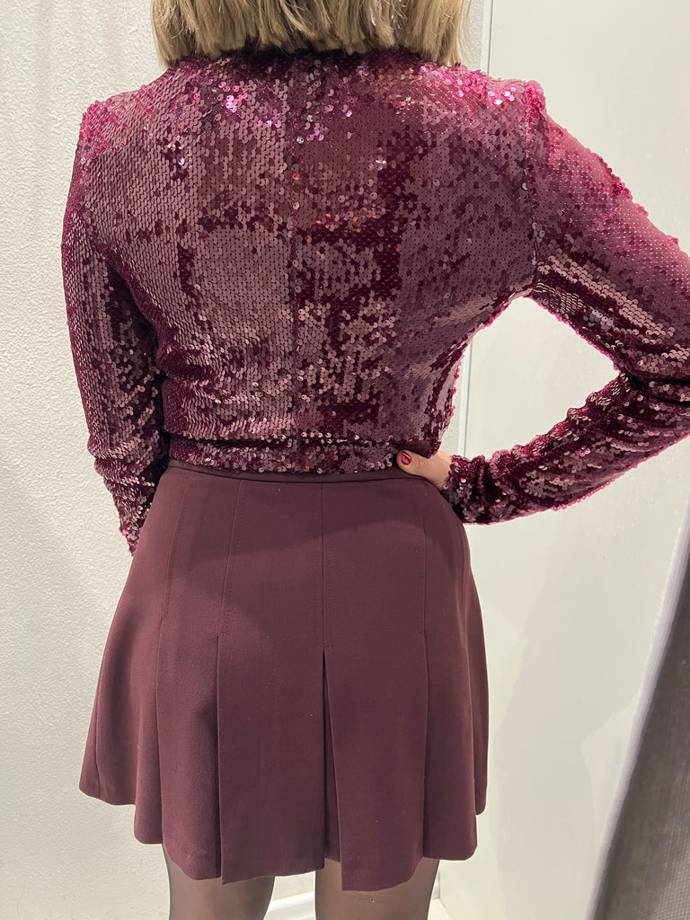 IMPERIAL•Maglia crop paillettes bordeaux