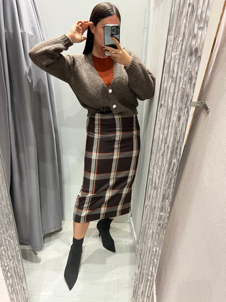 Souvenir•Gonna matita check moro/panna/zucca