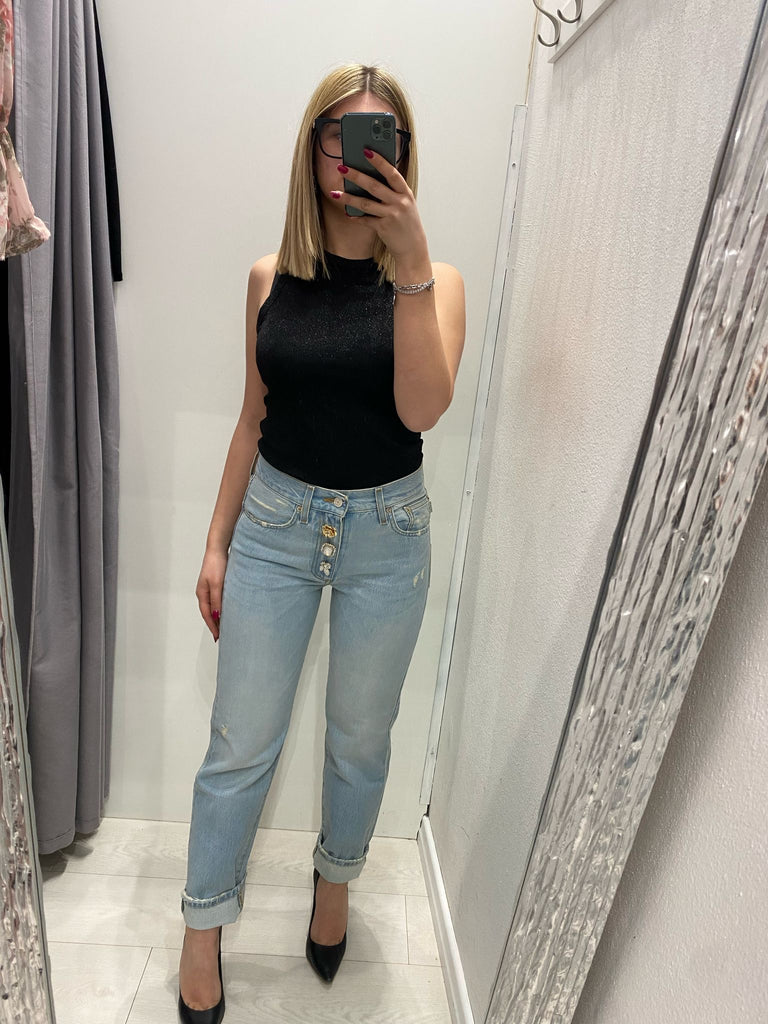 ViCOLO•Jeans Zoe bottoni gioiello lavaggio chiaro