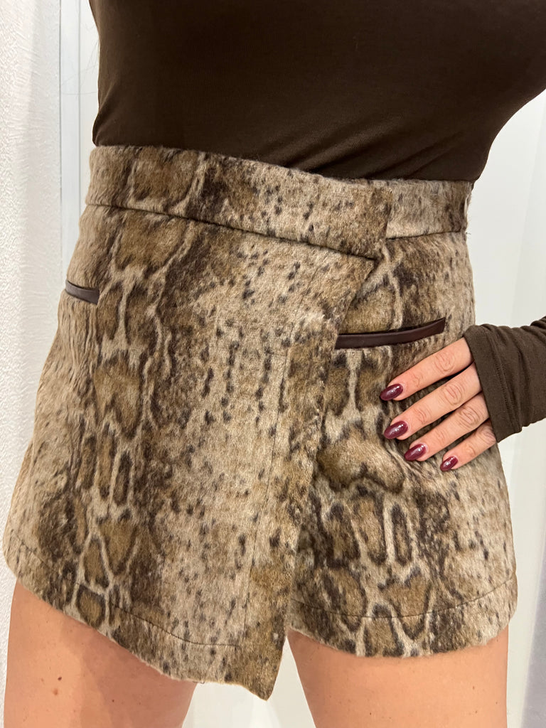 BLK30 LUMINA•Gonna pantaloncino in panno maculato