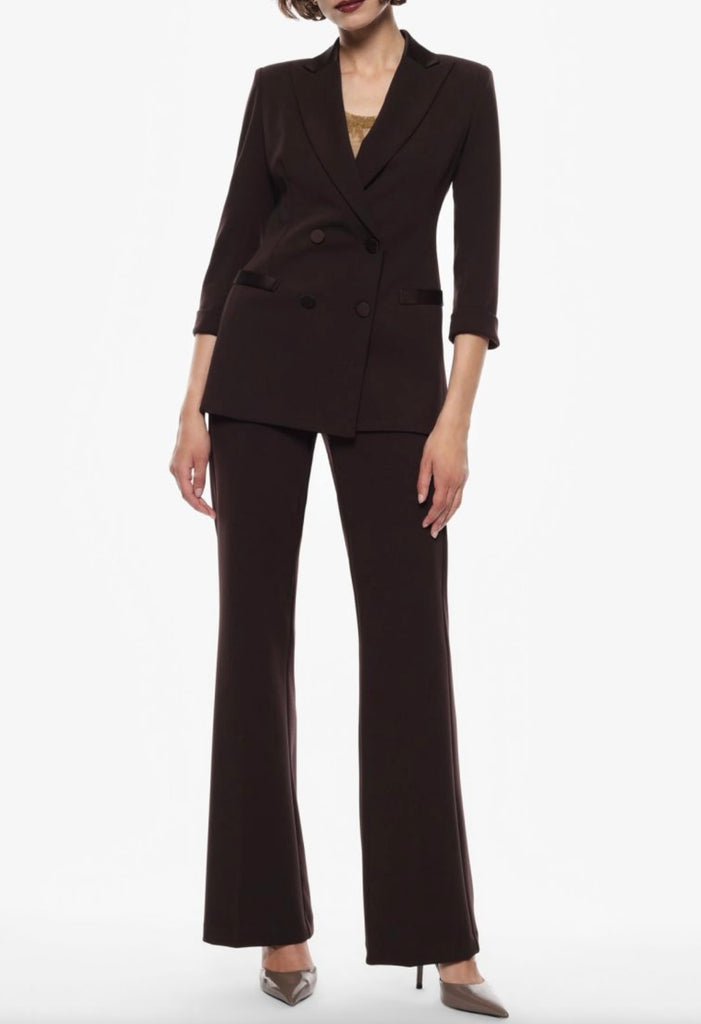 IMPERIAL•Pantalone flare con inserto in raso•Moro
