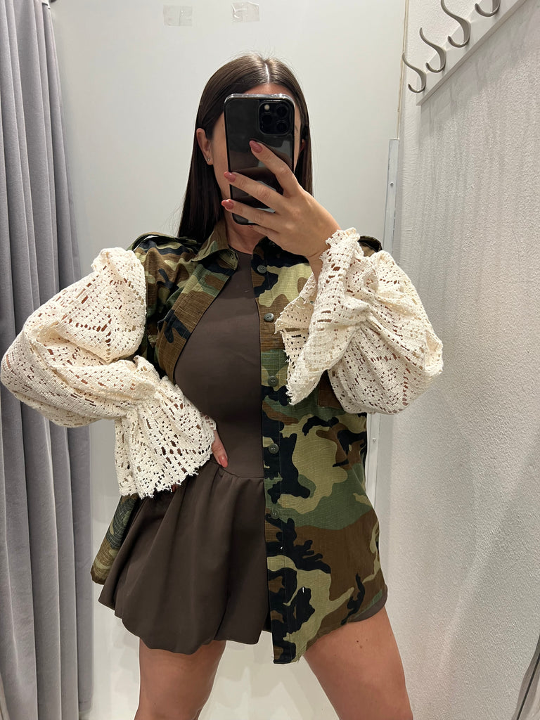 HaveOne•Sahariana camouflage maniche crochet