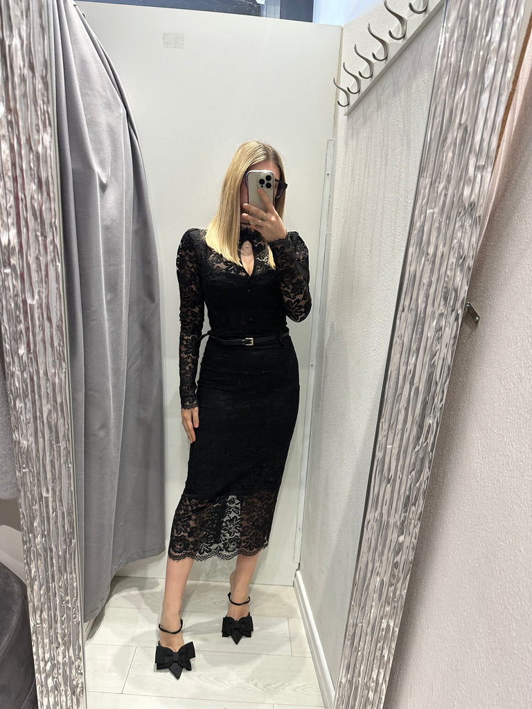 BLK30 IMPERIAL•Gonna longuette pizzo nero