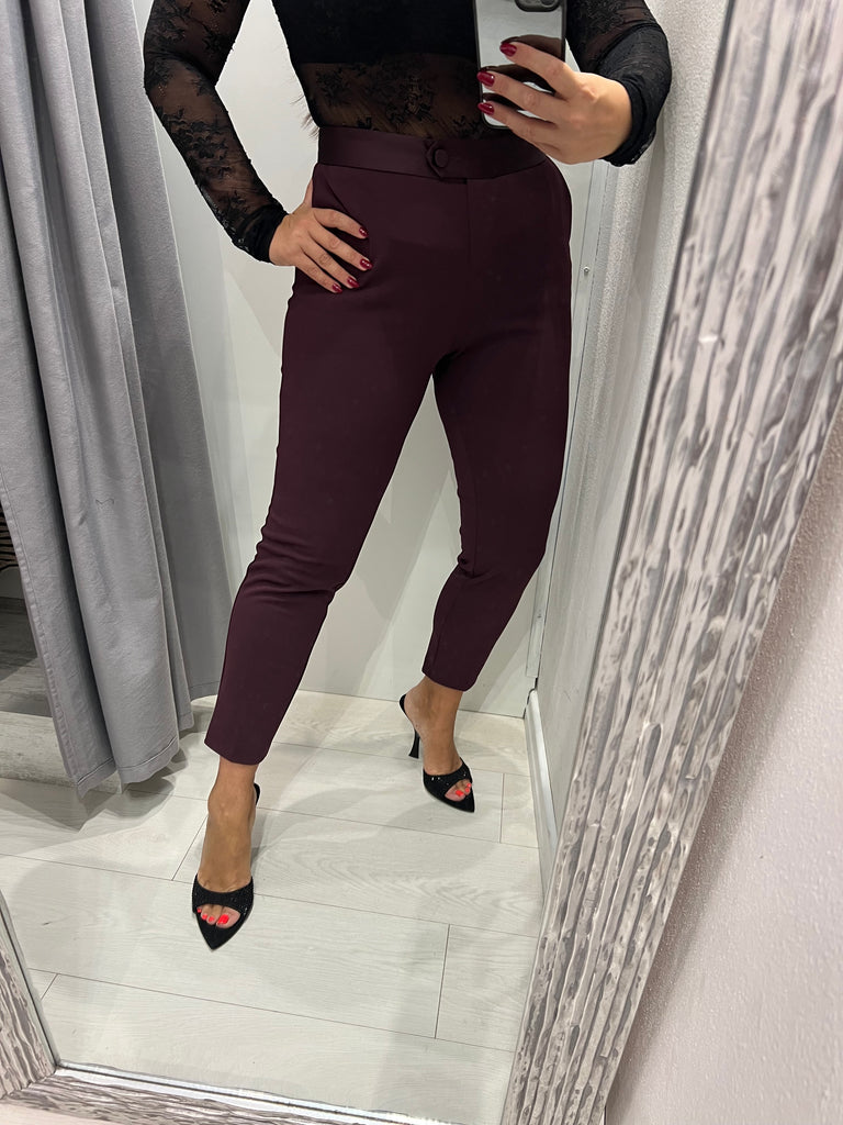 IMPERIAL•Pantalone con fascia in raso in vita•Prugna