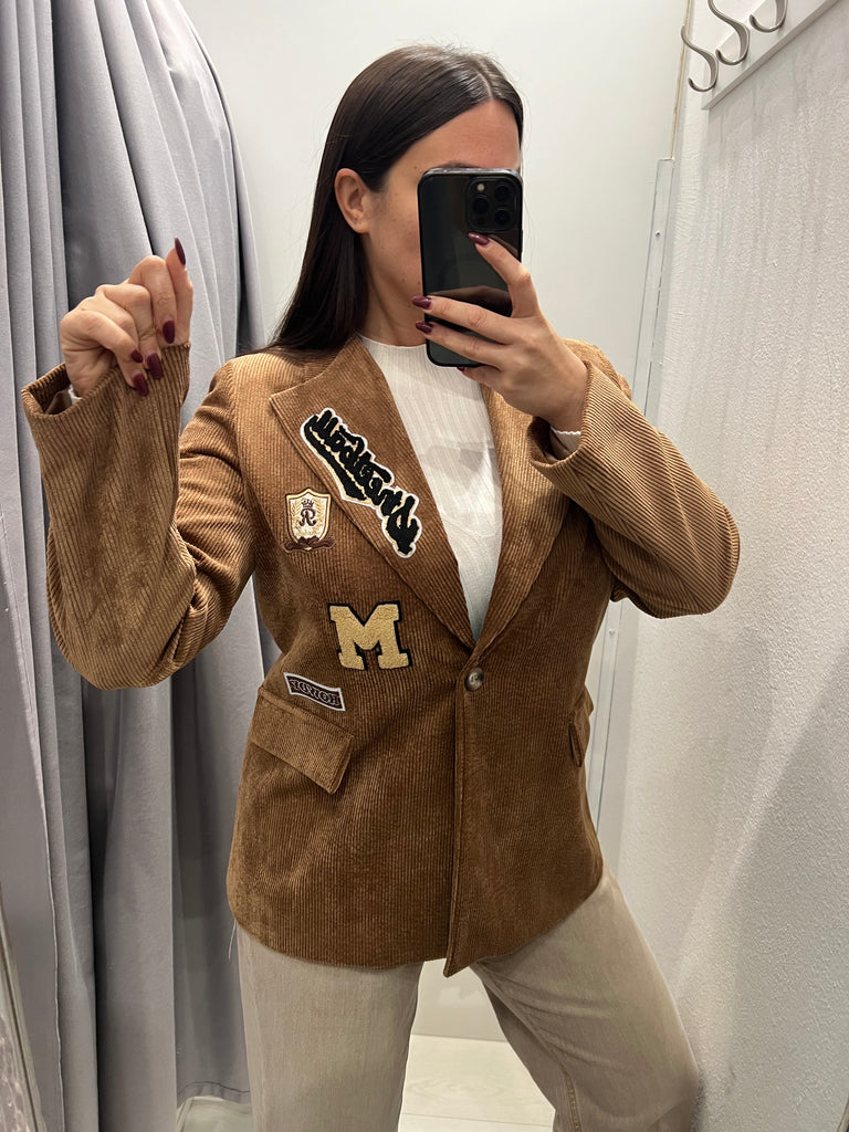 ViCOLO•Giacca velluto cammello patch