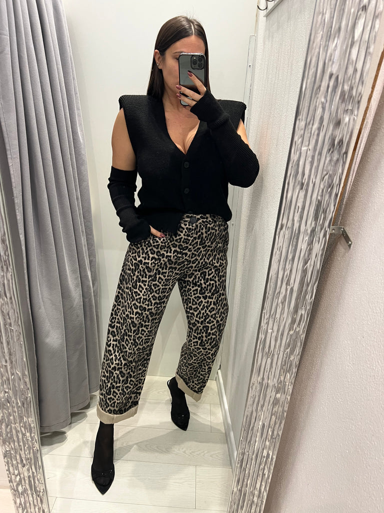 HaveOne•Pantalone maculato gamba dritta