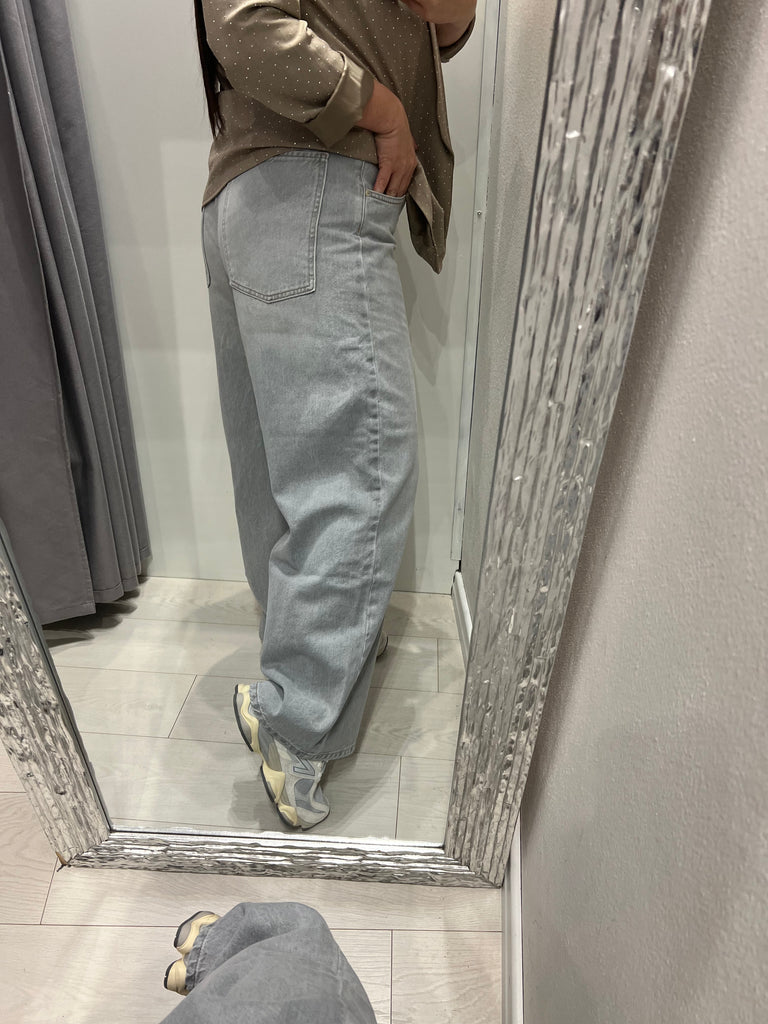 ViCOLO•Jeans palazzo straight grigio Mia
