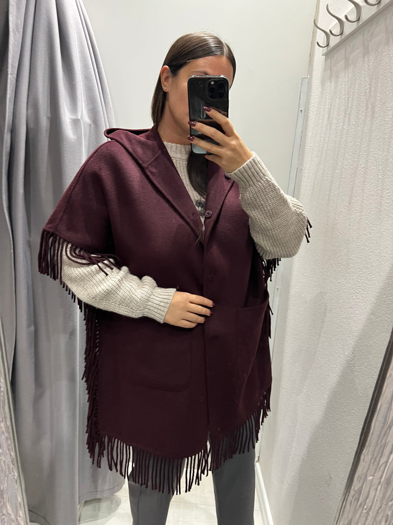 ViCOLO•Cappotto mantella Hand Made con frange•Più colori