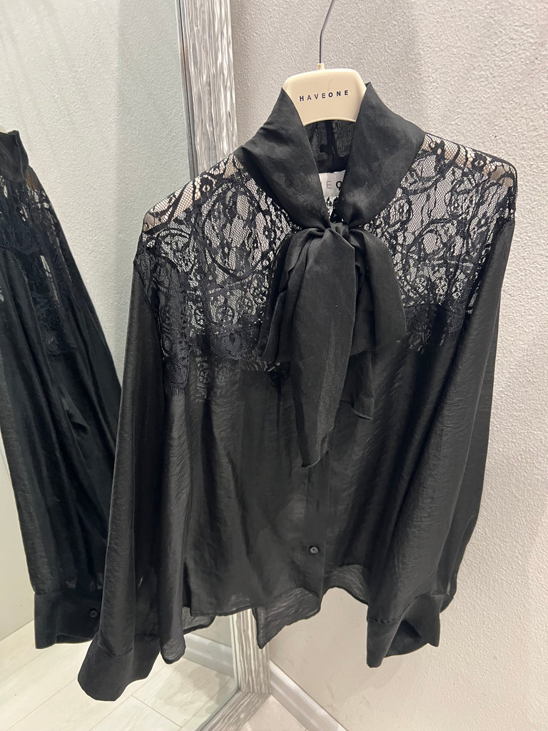 BLK30 HaveOne•Camicia ampia inserti pizzo