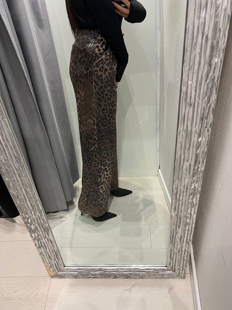 BLK30 LUMINA•Pantalone palazzo maculato paillettes