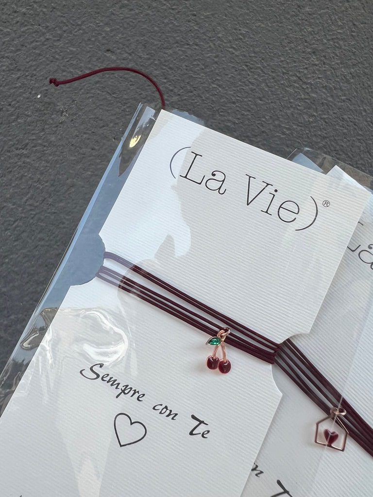 La Vie•Collana chocker/bracciale/cavigliera burgundy con charm•Scegli il tuo charm!