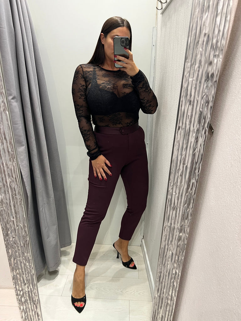 KONTATTO•Maglia nera in pizzo elasticizzato