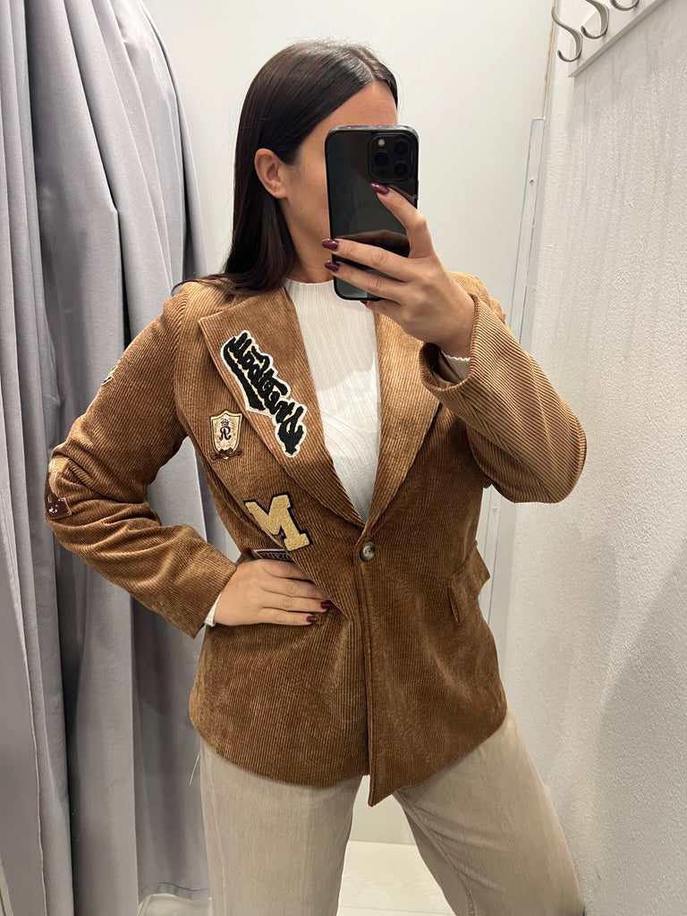 ViCOLO•Giacca velluto cammello patch