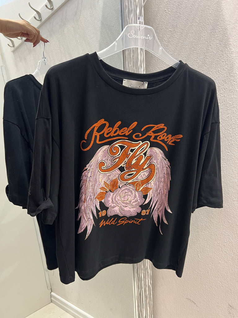 Souvenir•T-shirt Rebel Rock nera