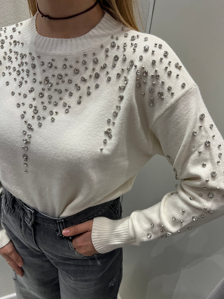 HaveOne•Maglioncino strass soffice viscosa viscosa•Più colori