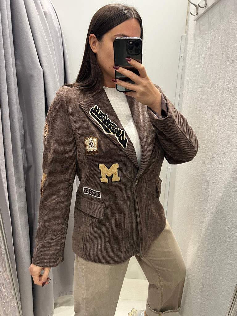 ViCOLO•Giacca velluto moro patch