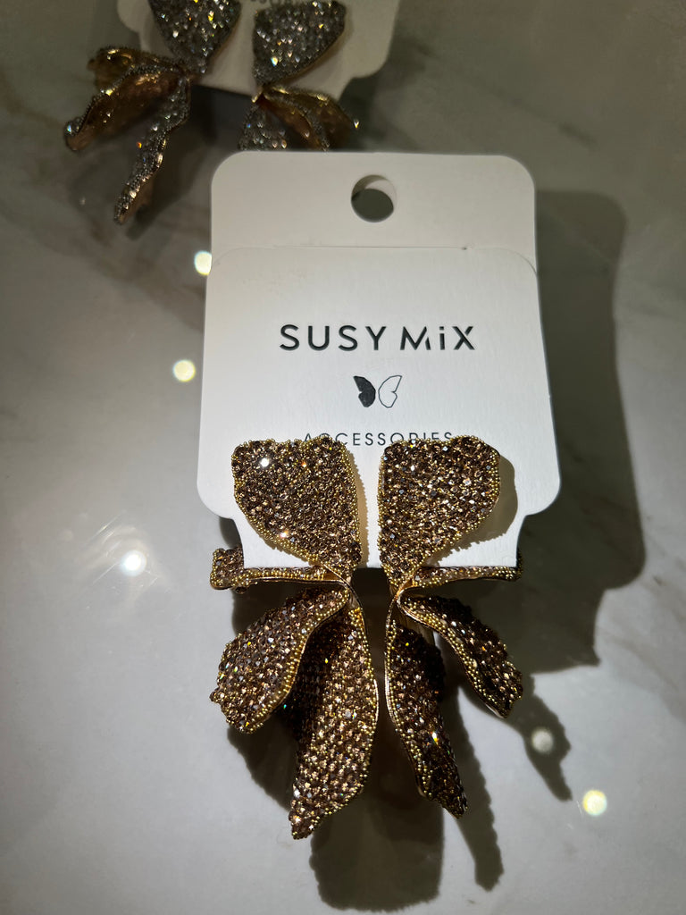 Susy Mix•Coppia di orecchini strass ocra