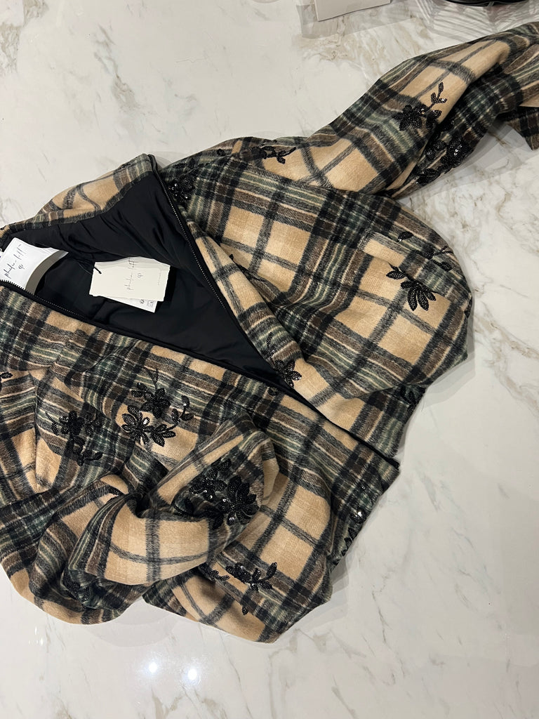 Philia Loft•Bomber check ricamo paillettes