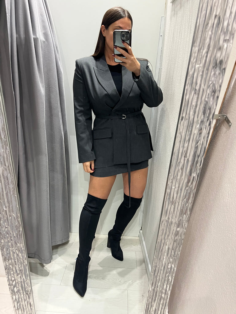 IMPERIAL•Gonna grigio fascia pizzo Garçon