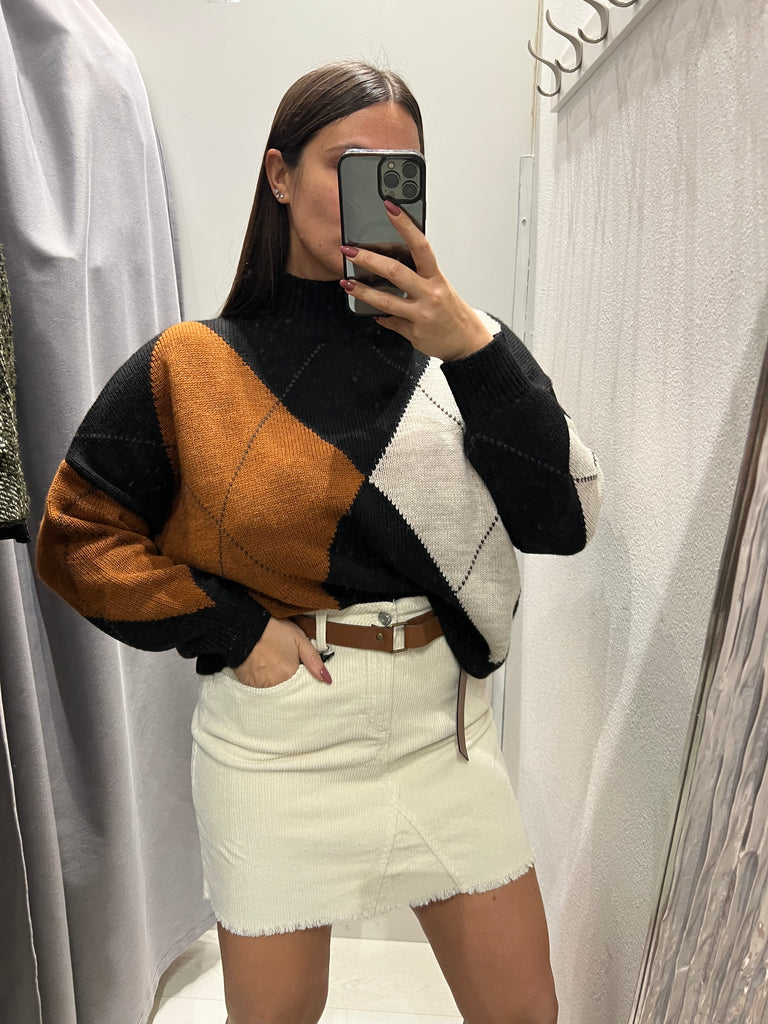 Philia Loft•Maglione lupetto ampio rombi•Più colori