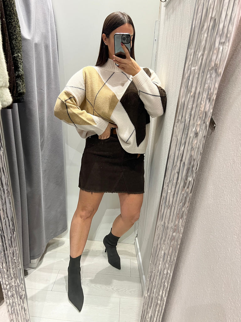 HaveOne•Gonna costina di velluto Moro