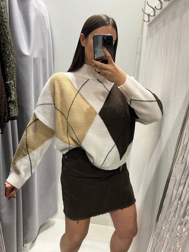Philia Loft•Maglione lupetto ampio rombi•Più colori