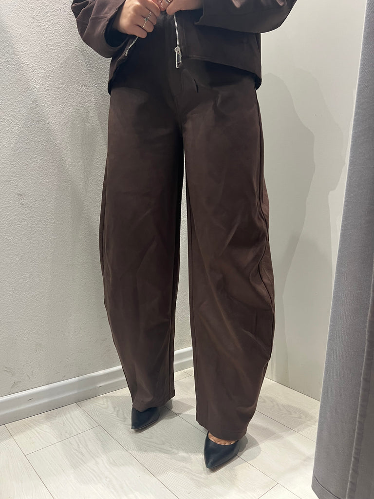 LUMINA•Pantalone scamosciato moro
