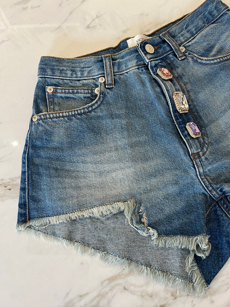 ViCOLO•Shorts in jeans bottoni gioiello