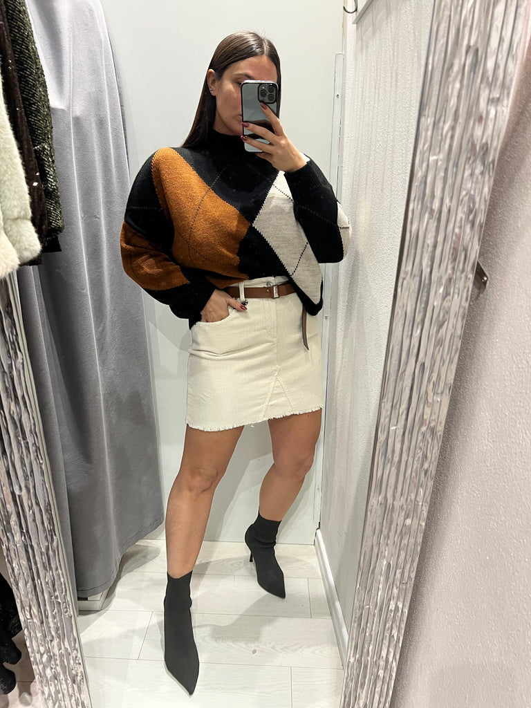 Philia Loft•Maglione lupetto ampio rombi•Più colori